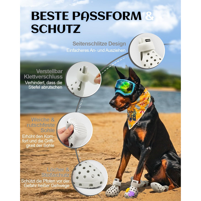 Чоботи для собак: захист лап, водонепроникні, зручні, дихаючі, неслизькі, легко миються. Ідеальні для літа та зими (S, білий)