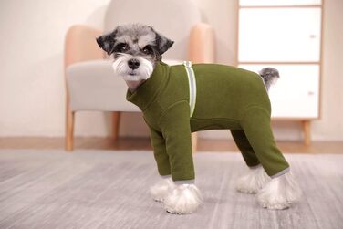 Зимовий одяг для маленьких собак: теплий зимовий пуховик, м'який фліс з світловідбиваючим блискавкою, комбінезон для цуценят, піжама для домашніх тварин, костюм, одяг (оливковий, розмір M)