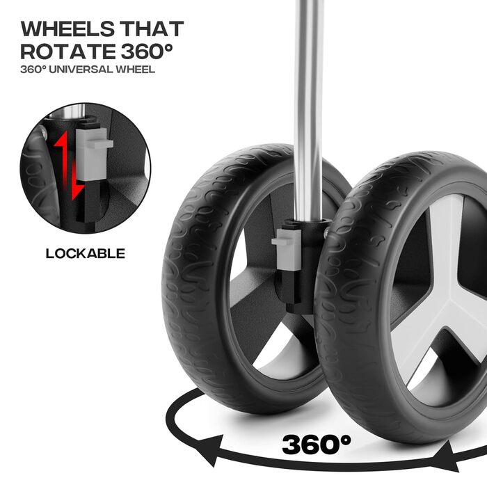 Візок для тварин: для собак та котів, 3 колеса, складаний, з кошиком та тримачем для напоїв, карбоновий чорний