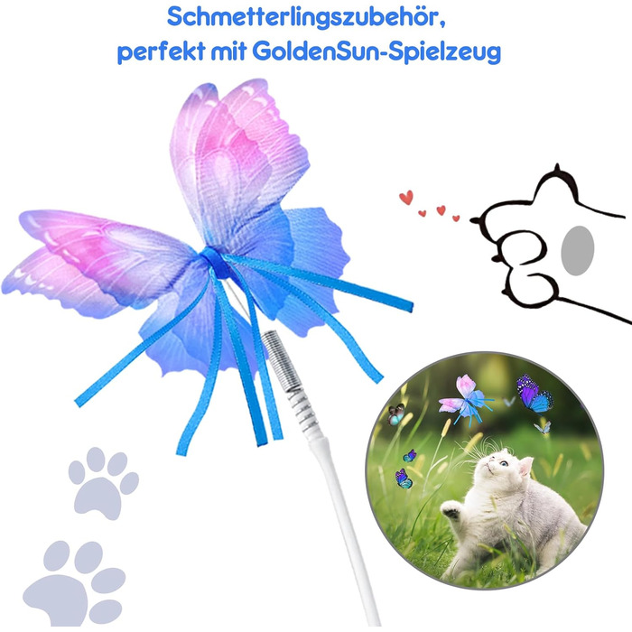 Електрична іграшка для котів GoldenSun 3-в-1: Whack-A-Mole, метелик, м'ячик. USB, 6 насадок, A-Weiß (Z 3 Schmetterling)