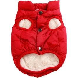 Тепла куртка для собак JoyDaog з флісовою підкладкою, 2 шари, для зими та холодної погоди, м'яка, вітронепроникна (XS, червона)