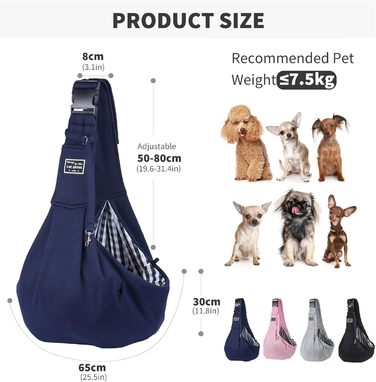 PETCUTE Сумка-переноска для собак до 7.5 кг, блакитна: регульований ремінь, зручна передня кишеня