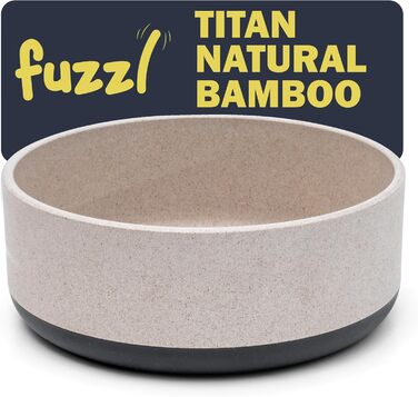 Миска для собак Titan Fuzzl з бамбука та гуми, 22 см, з антиковзким дном, сіра, екологічна, антибактеріальна, міцна, нетоксична, велика, 2.5 л