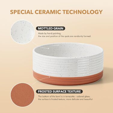 Керамічна миска для собак середніх порід, протиковзна, з основою, для корму та води, 18,5 см, 1200 мл, колір ванільне білий