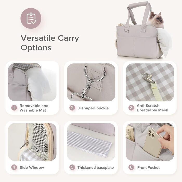 Транспортувальна сумка для собак і котів, м'яка, складна, для маленьких і середніх котів, цуценят до 6,8 кг, сіра