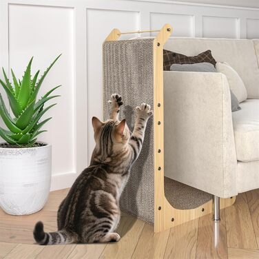 Кігтеточка для котів Dogat L-подібна, 68 см, з м'ячиком, захист меблів, картон