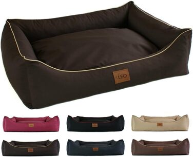Лежак для собак Leo4dog Leo Codura, поліестер, коричневий, розмір L 80x60 см, ортопедичне ліжко, диван для собак, подушка, кошик