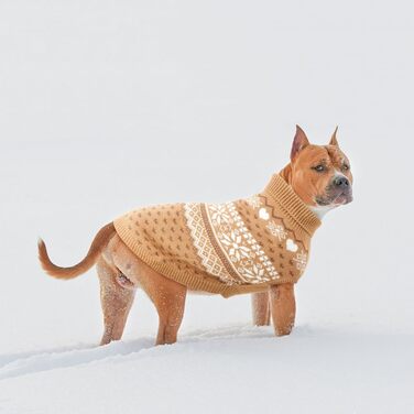 Светр для собак SCENEREAL: теплий, м'який, з ролкрагом, для великих, середніх та маленьких собак, з візерунком сніжинок, хакі, розмір XS (обхват грудей 15-16 дюймів)