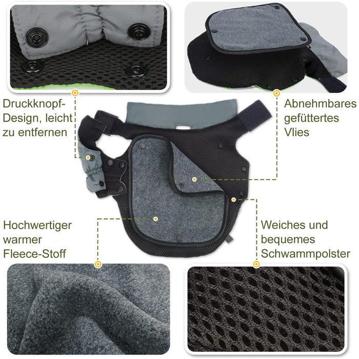 Зимова куртка для собак Petloft, світловідбиваюча, вітронепроникна, з флісовою підкладкою (XS, зелена)