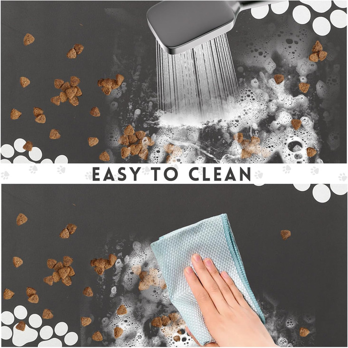 Килимок під миски для котів та собак SUKUTU, чорний, 40x60 см, неслизький, швидковисихаючий