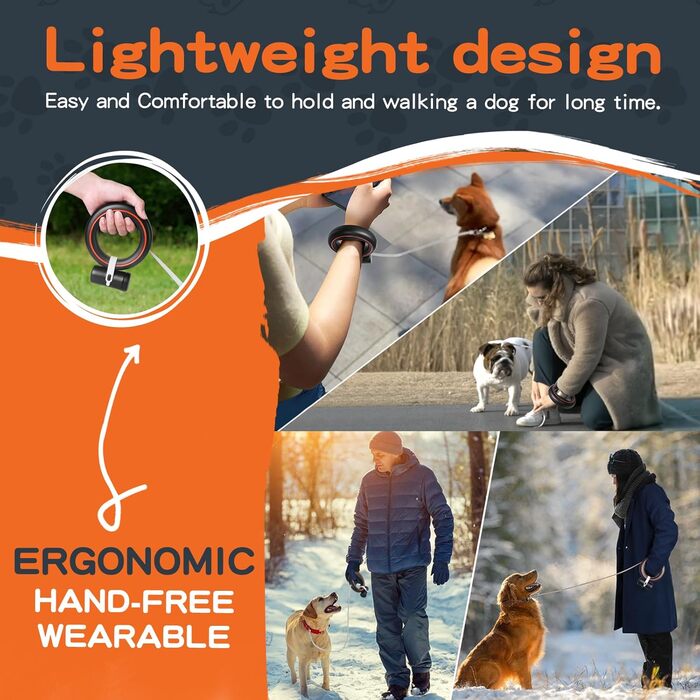 Рулетка для собак Moestar 3м, висувна, з контейнером для відходів, для малих та середніх порід (чорний/зелений, чорний/помаранчевий)