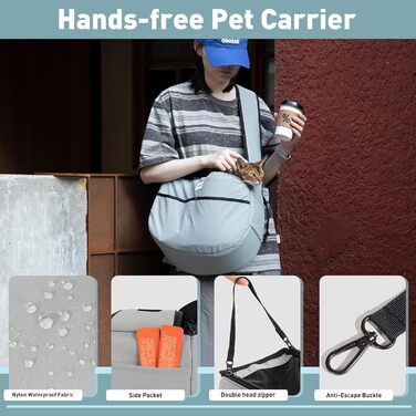 Трансформер для собак та котів Duuclume: переноска-сумка на плечі, сіра (до 6 кг)