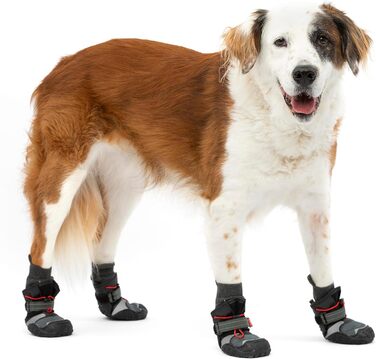 Чоботи для собак Kurgo Blaze Cro - захист лап на всі сезони - водонепроникні, світловідбиваючі, неслизькі - комплект з 2 шт. - Сірий (L)