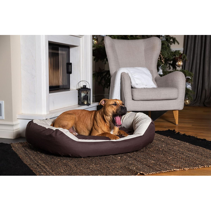 BedDog® Hundebett Sunny: велике овально-кругле лежанка для собак з Cordura, XXXL, RED-WINE (червоний), 150 x 120 x 23 см