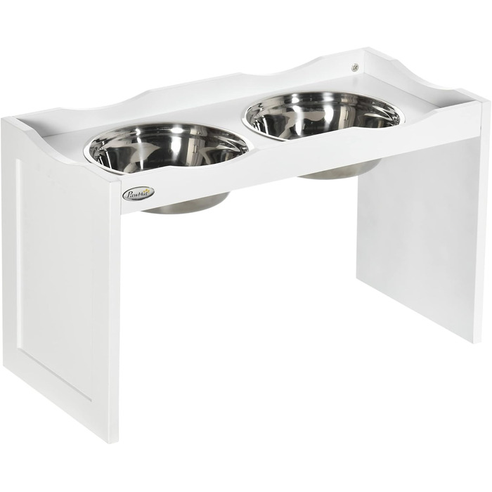 PawHut Підвищена годівниця для собак, 2 x 2L, нержавіюча сталь, білий колір, для великих собак