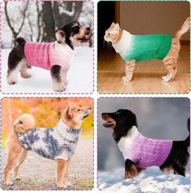 Пуловер для собак CITE TOILE, теплий зимовий, м'який, зручний, з високим коміром, для холодної погоди, градієнт кольору, для маленьких та середніх собак, фіолетовий, розмір S