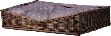 Корзина для собак та котів з плетеної лози, лежанка, 80x50 см, коричнево-сіра