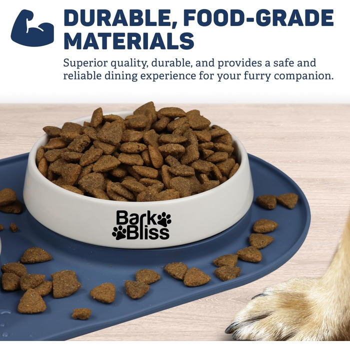 Керамічні миски для собак BarkBliss з нековзною силіконовою підставкою, набір для води та корму для малих, середніх і великих порід, міцні та зручні