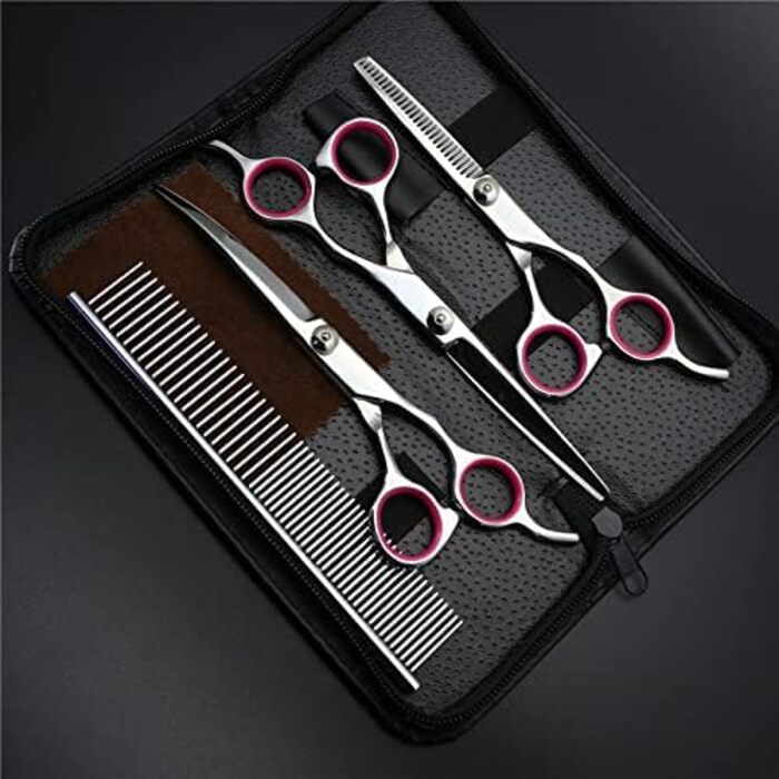 Набір професійних ножиць для грумінгу собак та котів, 18 см, з нержавіючої сталі, для догляду за шерстю, безпечні, гострі, довговічні та красиві