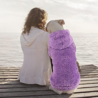 Теплий пледовий худі для собак великих порід, Sherpa-фліс, розмір L, фіолетовий