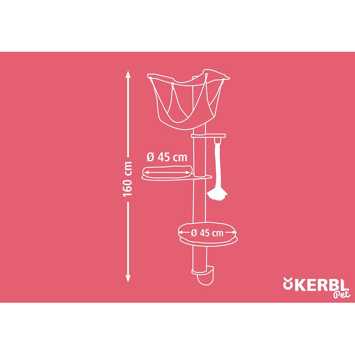 Котячий дряпак Kerbl Dolomit 2.0 Tofana, 160 см, сірий, натуральний сизаль, для невеликих квартир