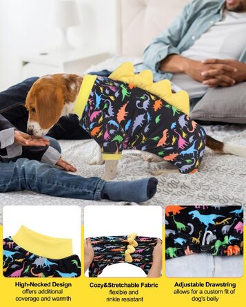 Костюм динозавра для собак CuteBone, піжама з еластичного спандексу, кристанового оксамиту, тепла та м'яка одежда для маленьких собак, теплий халат для домашніх тварин, COSP01S-DE S