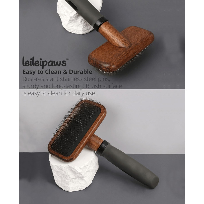 Щітка для собак та котів Holz: Slicker, знімач підшерстка, проти ковтунів, з нержавіючою сталлю, ергономічна ручка