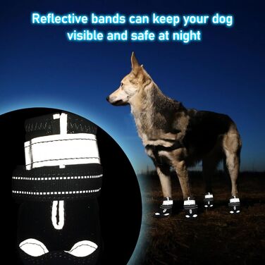 Черевики для собак середніх порід, неслизькі, з світловідбиваючими смугами, захист лап для снігоходів/прогулянок/відпочинку на природі/підлоги (2) сірі