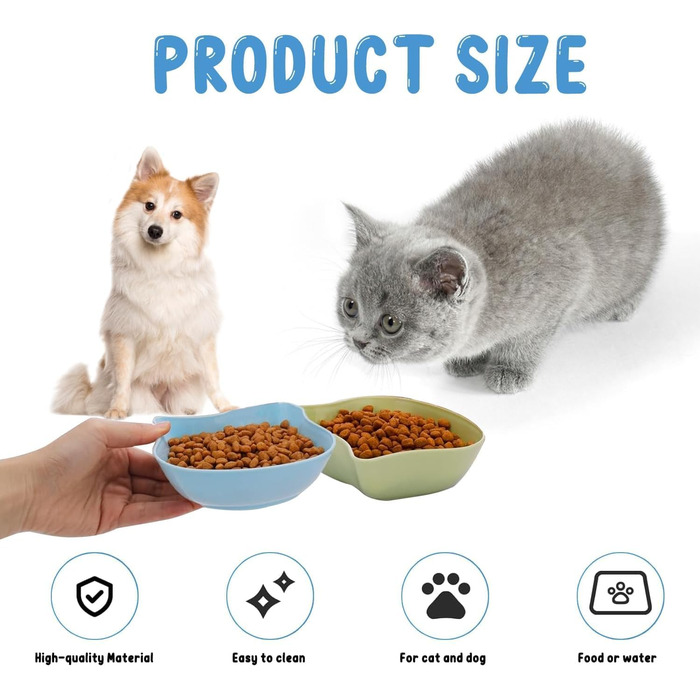 Набір мисок для котів (6 шт.) - антиковзні миски для корму та води для маленьких тварин | Зносостійкі, легко миються миски для кошенят | Сучасний дизайн у різних кольорах