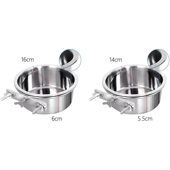 Набори годівниць для тварин Hniuyun: миски з нержавіючої сталі, 2 шт. (L&XL), для собак, котів, птахів, кроликів, морських свинок, клітка, вольєр