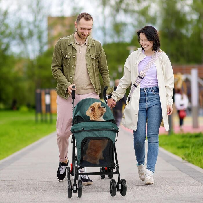 Візок для тварин Wedyvko, легкий туристичний візок для собак та котів до 15 кг, темно-зелений