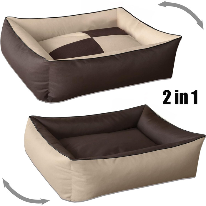 BedDog Hundebett 2in1 MAX Quattro: велике лежак для собак з Cordura, зручний лежак з бортиками, для дому та вулиці, M, Melange, 70x55x18 см