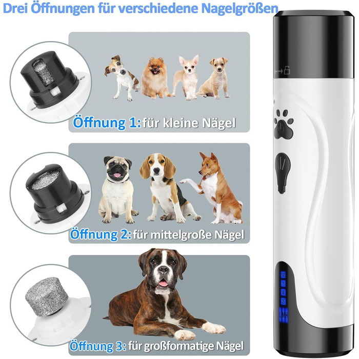 Електричний точило для собачих кігтів YABIFE - тихе точило для собак та котів, 3 швидкості