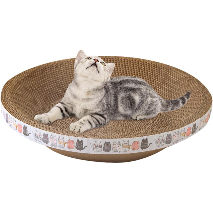 Круглі когтеточки для котів, лежанка-чаша, когтеточка-миска, котяче ліжко з картону, когтеточка, картон для кошенят, малі та середні коти (діаметр 45 см)