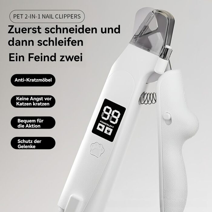 Професійна кусачка для собак 2-в-1 з LED-дисплеєм, тихий мотор, для собак великих, середніх та малих порід