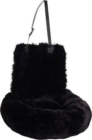 Автокрісло для собак Flamingo Krems чорного кольору, 60x50x20 см, знімні подушки, регульовані ремені та короткий поводок