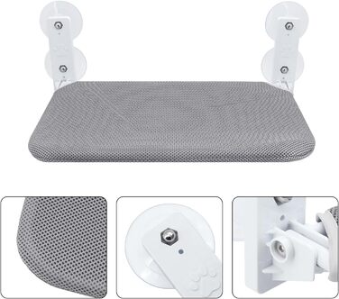 Кішка лежанка на вікно Gearific, розкладна гамак з 4 присосками, міцний каркас, дихаюча сітка, сірий, 45 x 30 см