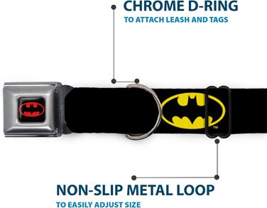 Нашийник для собак Buckle Down з пряжкою-ременем безпеки, Batman, ширина 2,5 см, на шию 38-66 см, розмір L