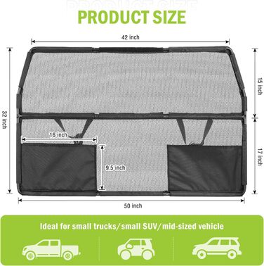 Бар'єр для собак у машину, 142.2 см, для позашляховиків, SUV, легкових авто, захист заднього сидіння, сітка-перегородка, зручна подорож