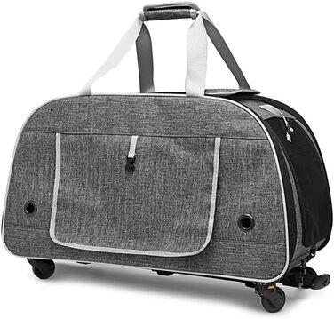 Транспортна переноска для тварин Samnuerly: складана переноска для собак та котів середніх та маленьких порід, з колесами та регульованою ручкою