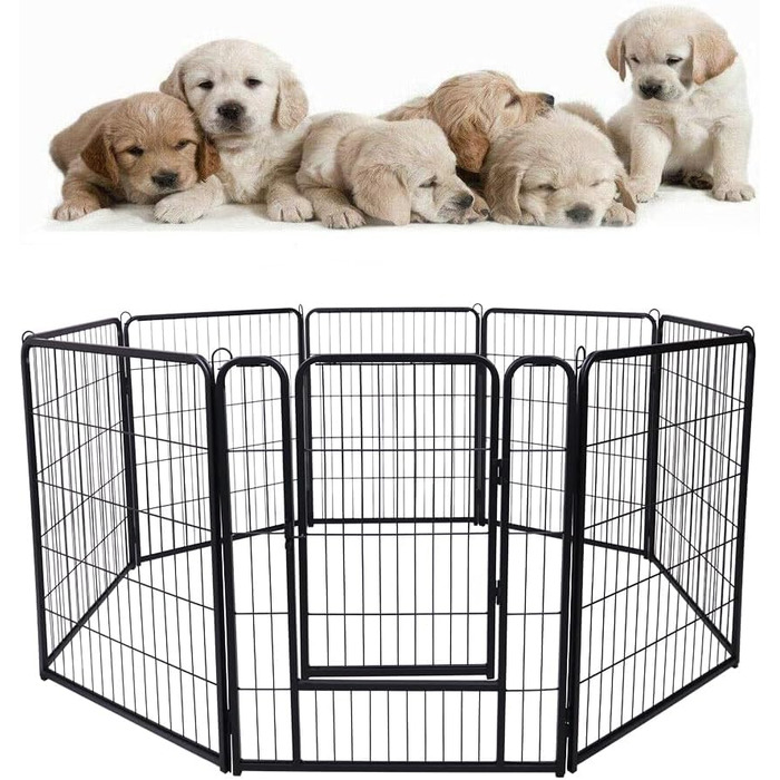 Клітка для собак HENGMEI, 80 см, розкладний вольєр для собак, котів, кроликів, для дому та на вулицю, 8 частин
