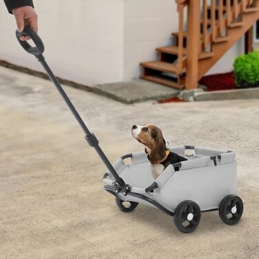 Візок для собак та котів Mini Hundewagen, сірий, до 10 кг, розкладний, з висувним ручками