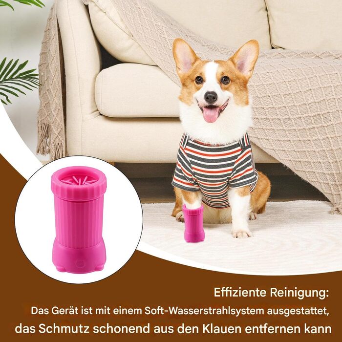 Автоматичний мийник лап для собак Tktouci USB, рожевий | Для собак та котів середніх та великих порід, для дому