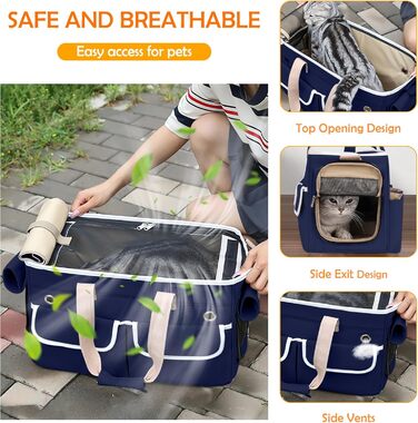 Транспортна переноска для котів та собак ALLSOPETS, складана, дихаюча, для подорожей, кемпінгу, прогулянок (Блакитна)