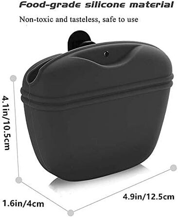 Сумка для ласощів для дресирування собак з силікону, з магнітною застібкою, з кліпсою для пояса, чорного кольору