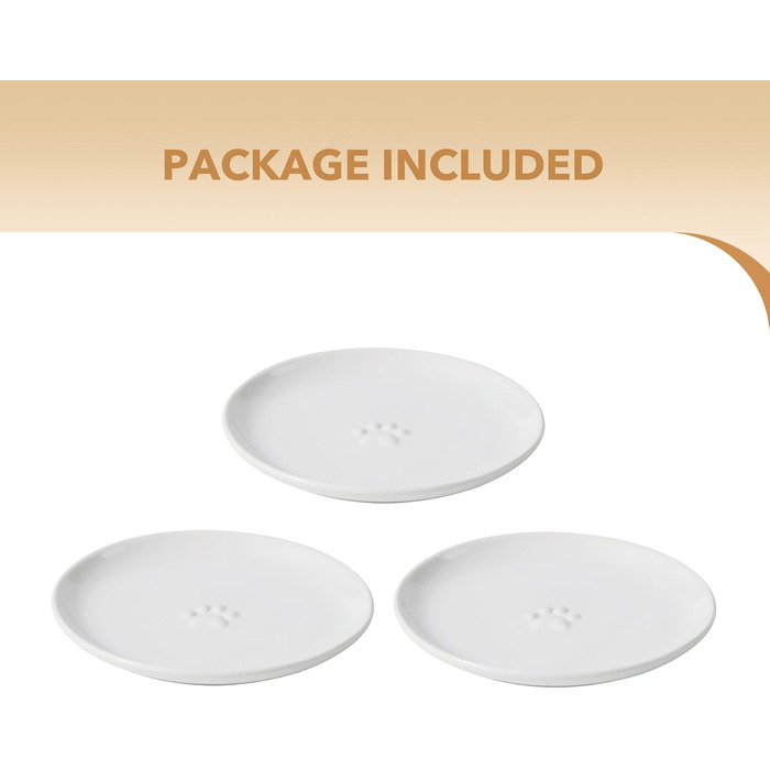 Набори керамічних мисок для котів Havniva (3 шт.) - широкі, білі, для вологого та сухого корму