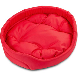 Крісло-ліжко для собак середніх порід, овальне | Зносостійке лежання для собак з подушкою | Кошик для собак | Поліестер, червоний, L (57x52 см)