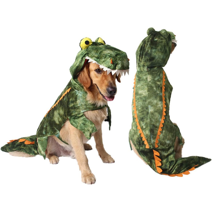 Теплий костюм крокодила для собак FRCOLOR: м'який, зручний, для маленьких собак, цуценят та котів. Ідеально для фотосесій, свят та Хелловіну (2 шт.)