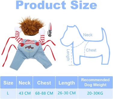 Костюм на Хелловін для собак, карнавальний костюм для домашніх тварин, вечірній набір для рольових ігор, веселий костюм для собак, червоний (L)