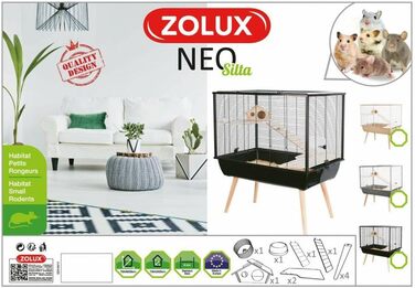 Клітка для гризунів Zolux Neo Silta мала, чорна, 77,5x47,5x87,5 см
